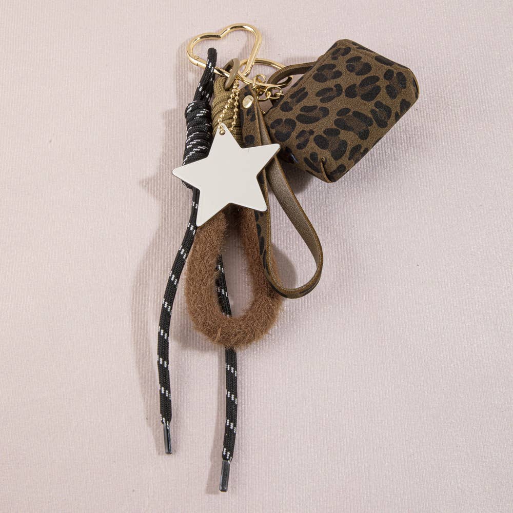Leopard Print Mini Handbag Star Bag Charm