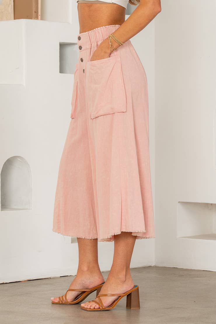 Plus High Rise Wide Leg Pants with Pockets