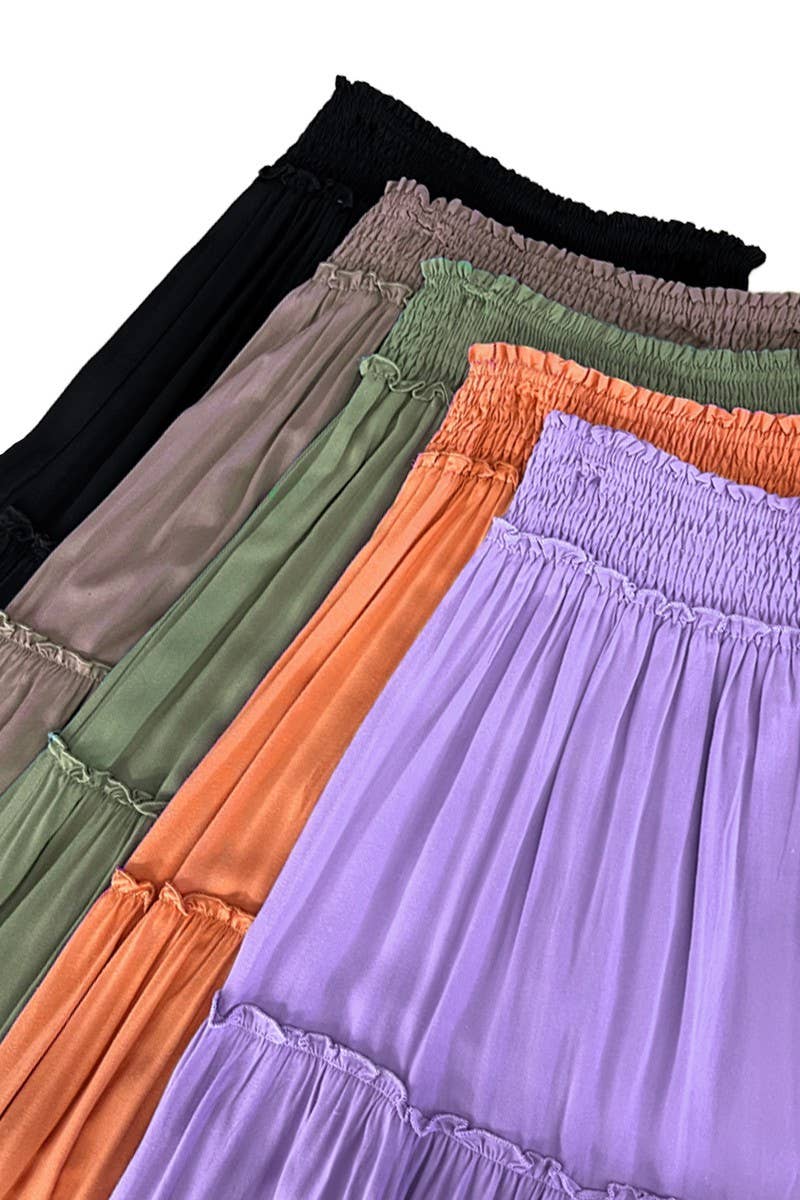 Smocked Waisted Flowy Tiered Boho Maxi