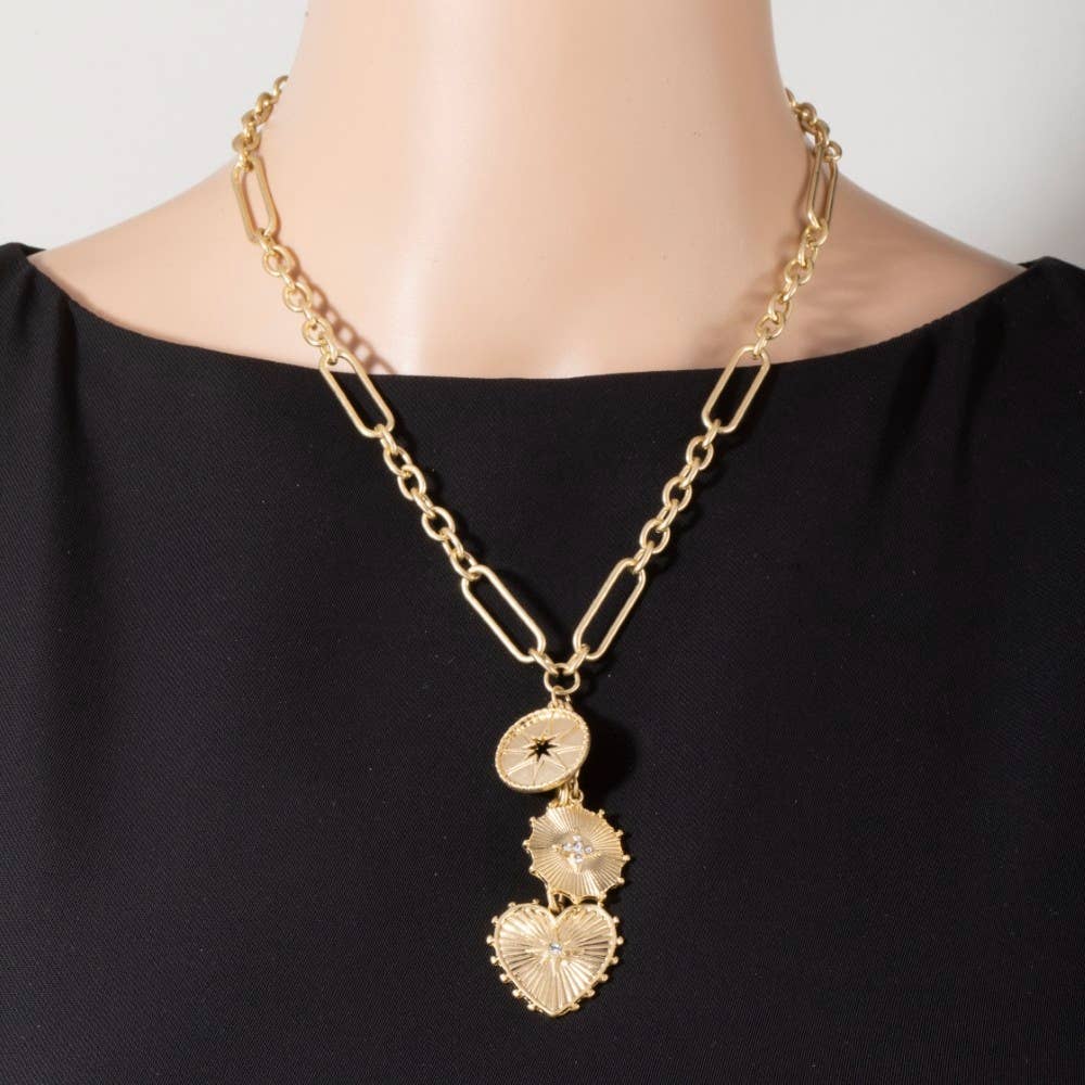 Heart & Coin Chain Necklace