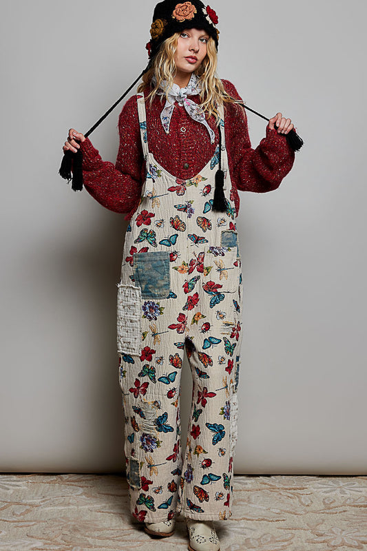 Vintage Floral Patchwork Overalls