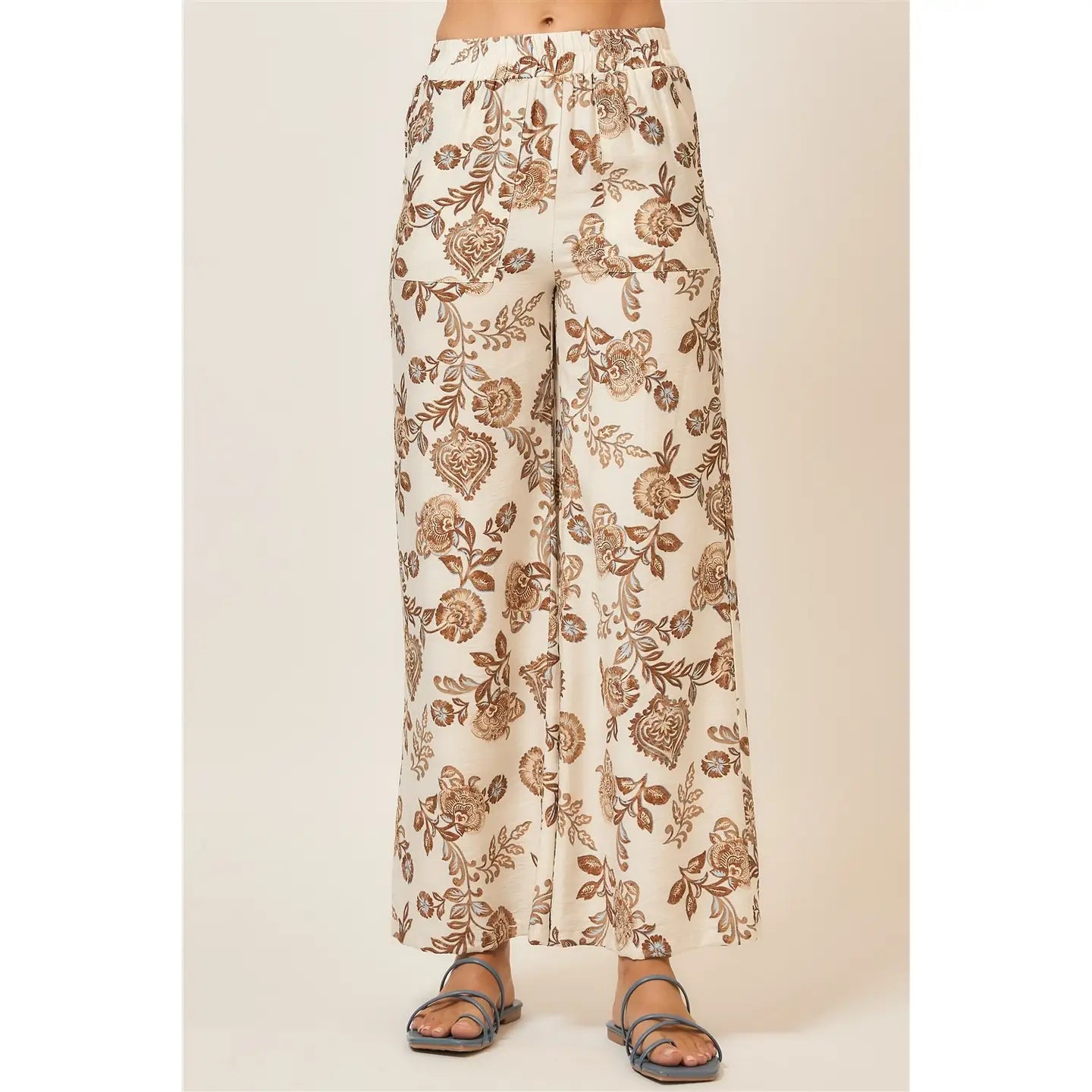 Floral Print Wide Leg Pants