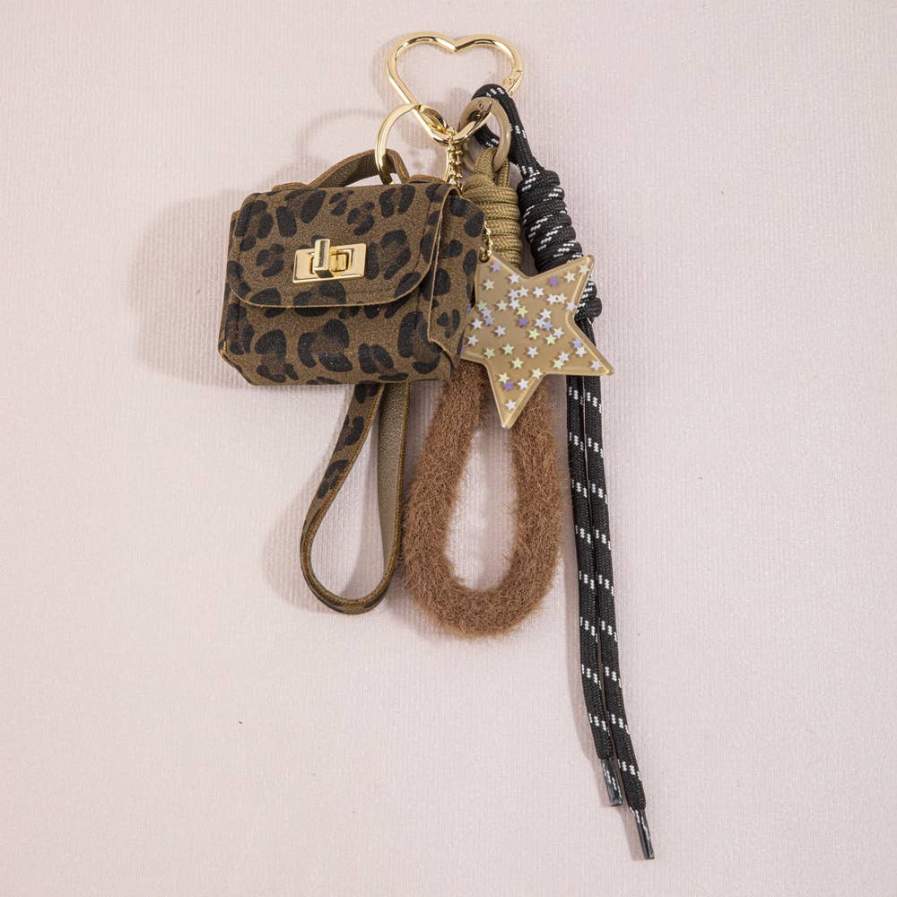 Leopard Print Mini Handbag Star Bag Charm