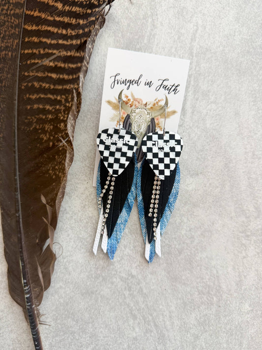 Checked Out Fringe | Denim Blue