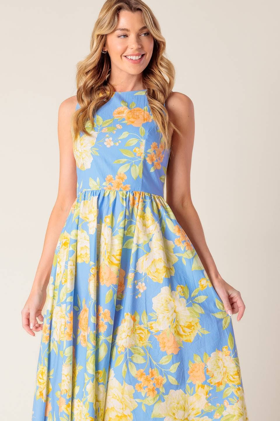 A printed woven midi dress - ID21920