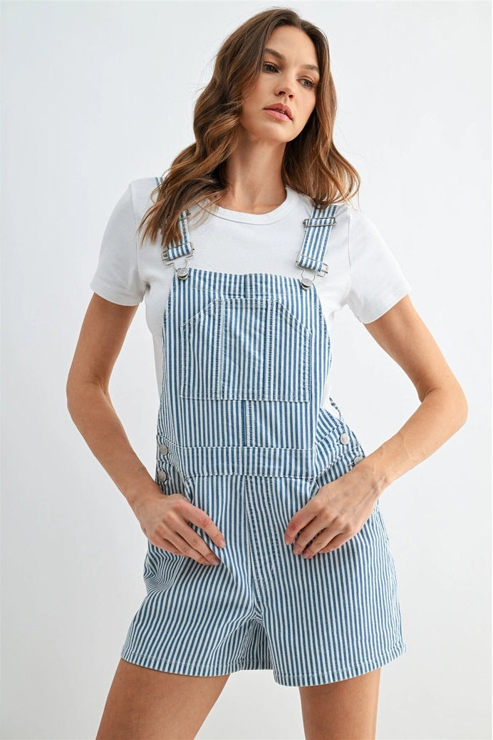 Stripe Bib Overall Shorts