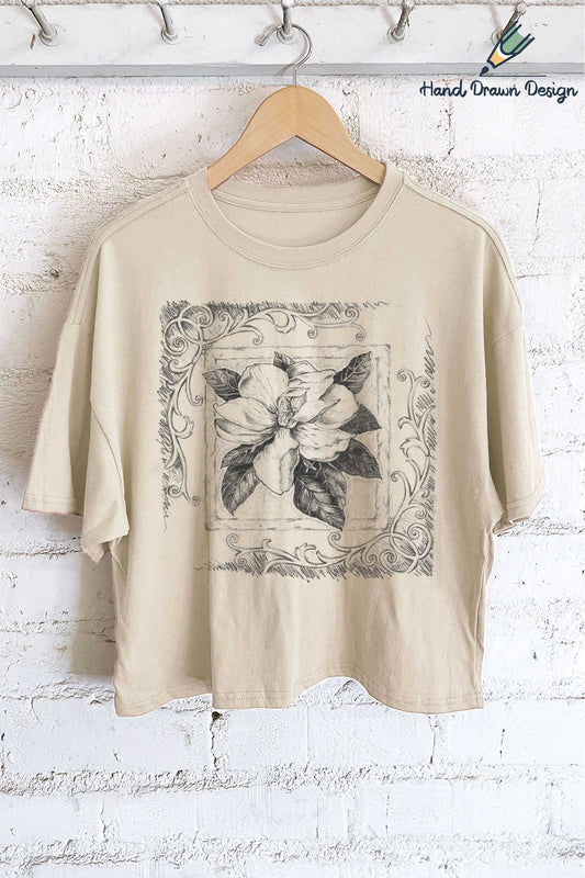 MAGNOLIA FLOWER LONG CROP TOP