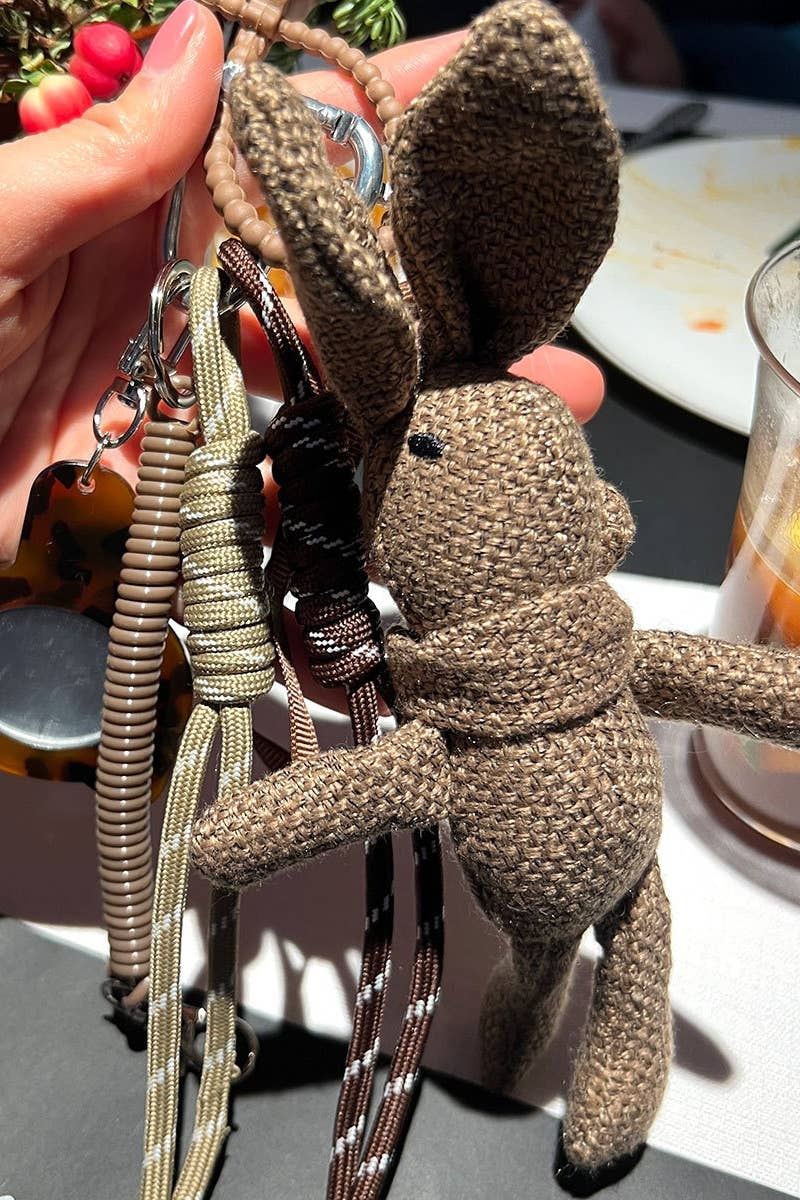 Whimsical Wish Rabbit Bag Charm-Handwoven Linen BagAccessory