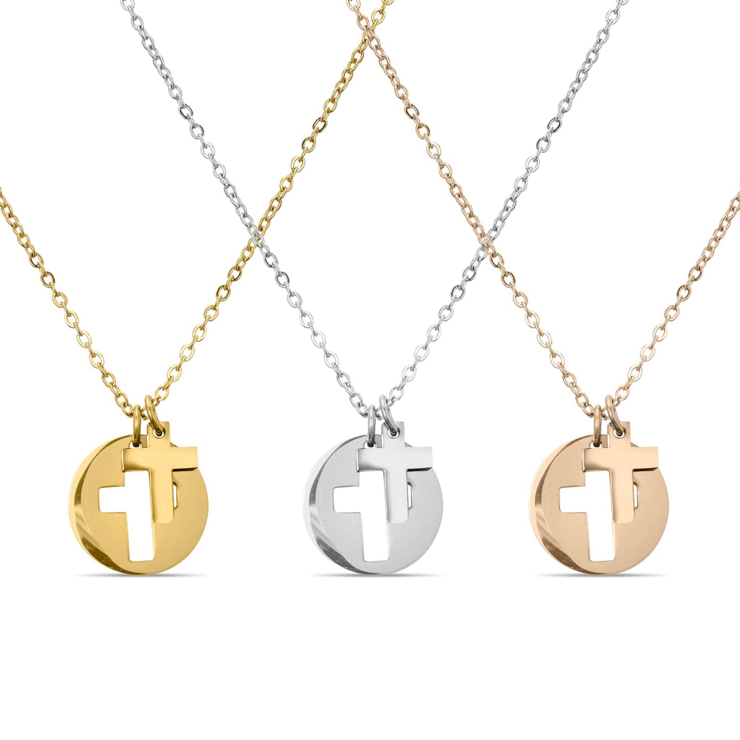 Cutout 2 Piece Cross Necklace