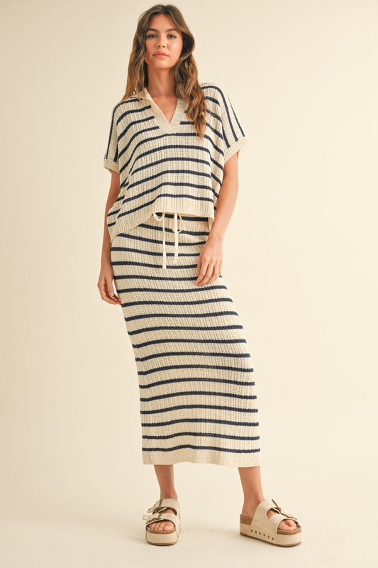 Knit Maxi Skirt W/ Stripes