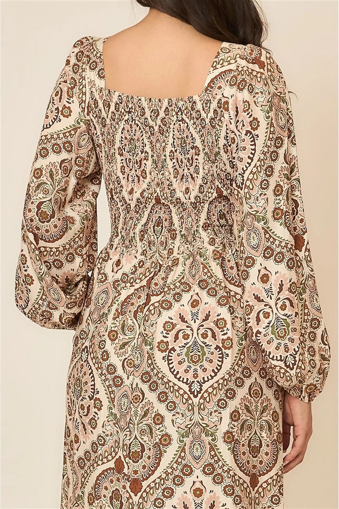 Floral Print V Neck Maxi Dress