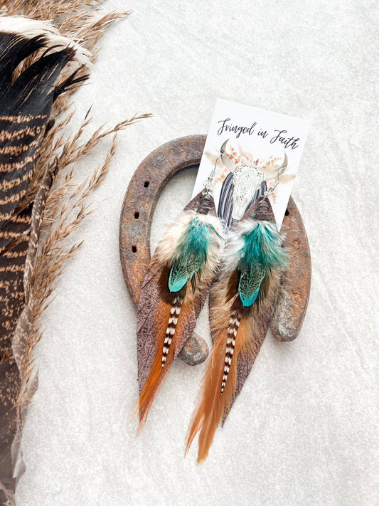 Kalispell Fringe Feather Earrings | Brown