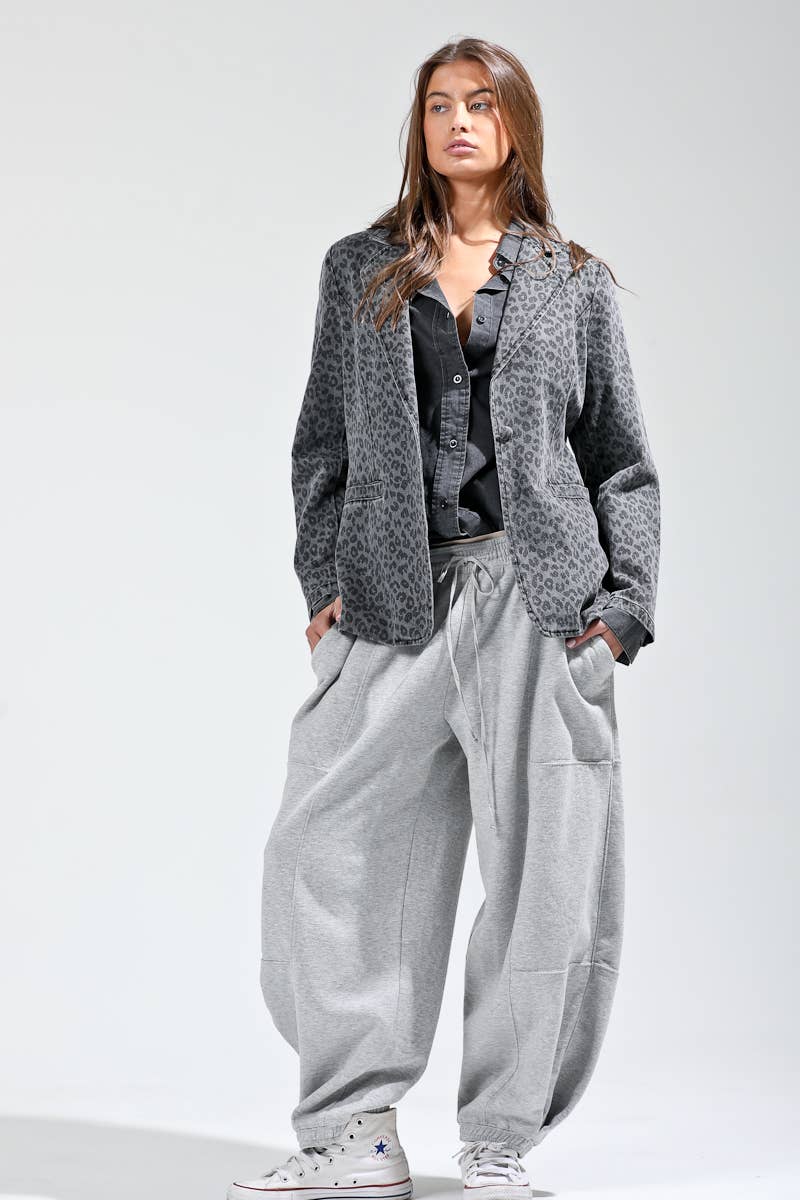 NB80027 - Leopard printed single button blazer