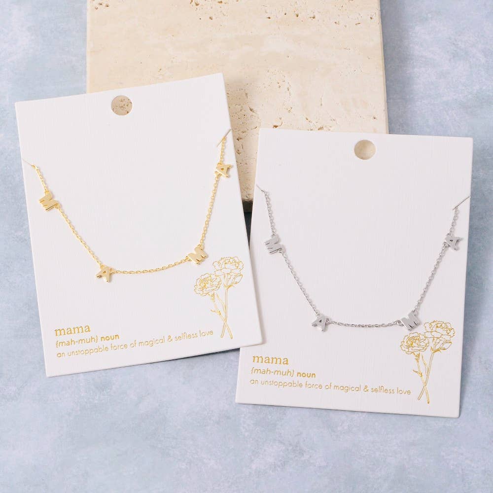 Dainty Mama Print Charm Necklace