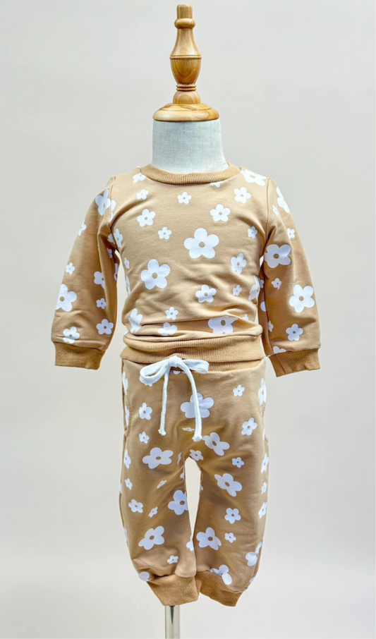 NEUTRAL FLORAL TODDLER SET