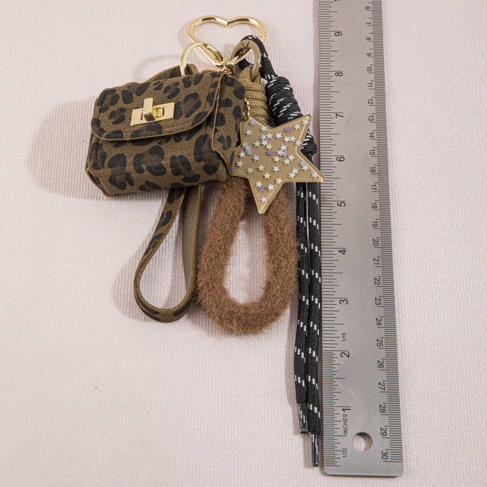 Leopard Print Mini Handbag Star Bag Charm