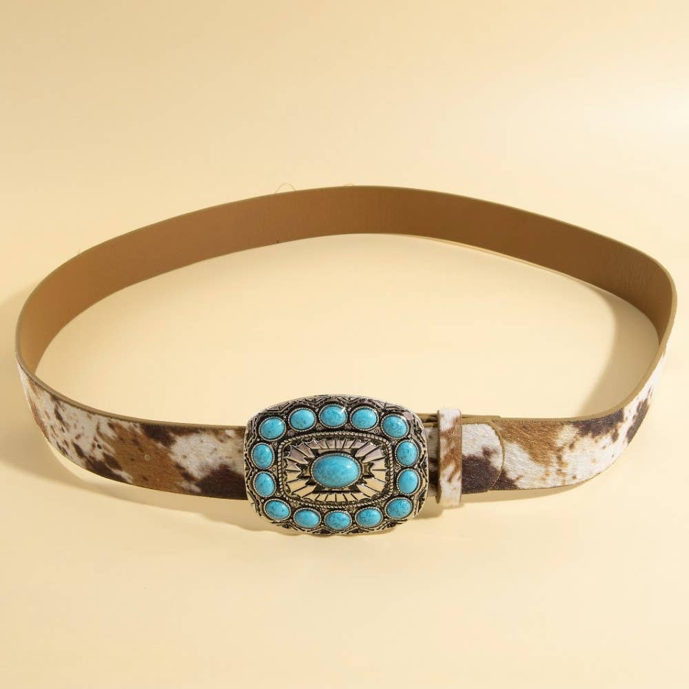 Turquoise Stone Western Concho Buckle Belt