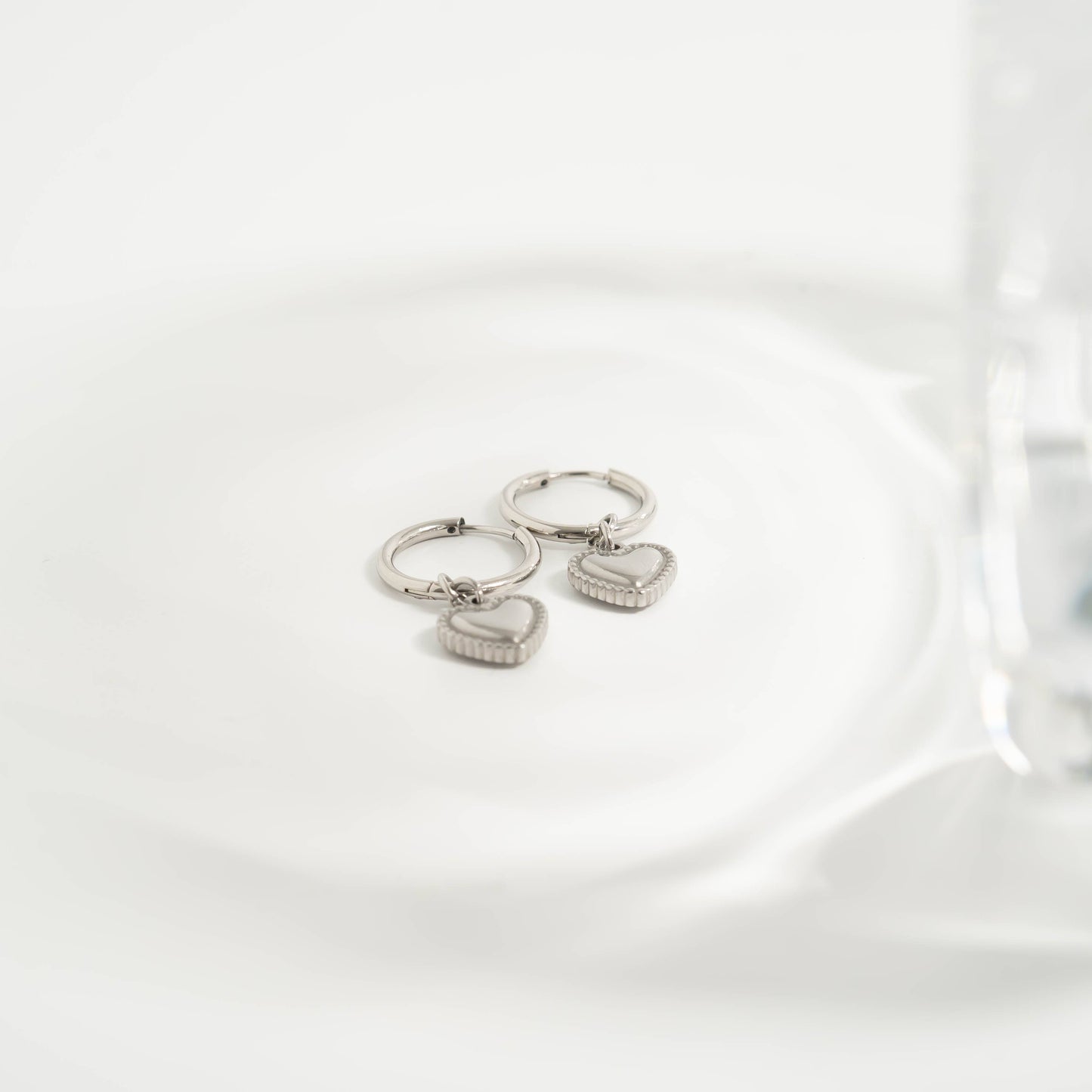 Heart Pendant Hoop Earrings 18K Gold PVD Stainless Steel