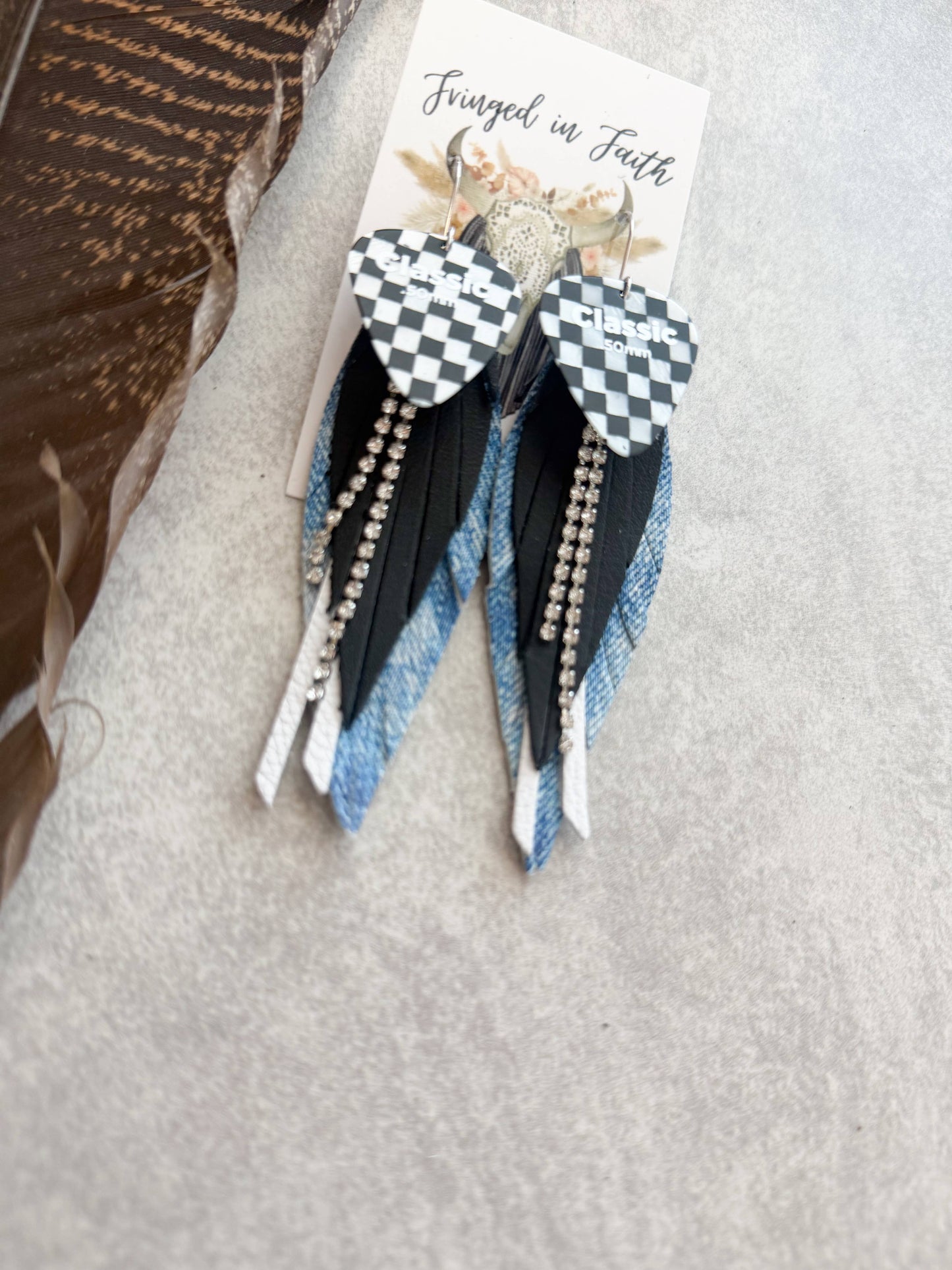 Checked Out Fringe | Denim Blue