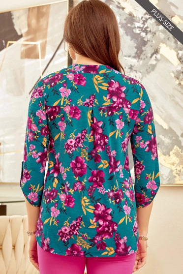 Lizzy Multicolor Floral Print 3/4 Sleeve