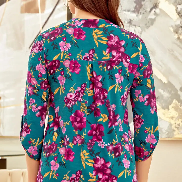 Lizzy Multicolor Floral Print 3/4 Sleeve