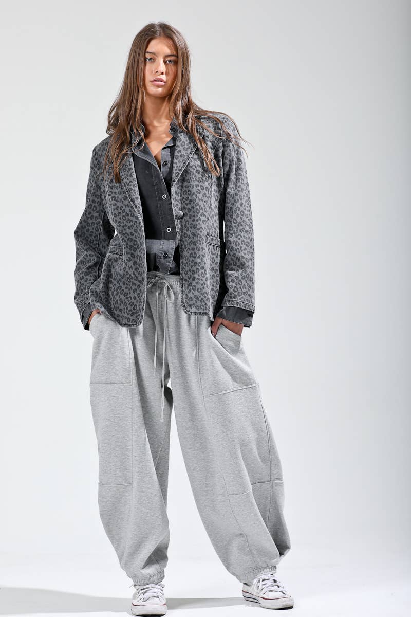 NB80027 - Leopard printed single button blazer