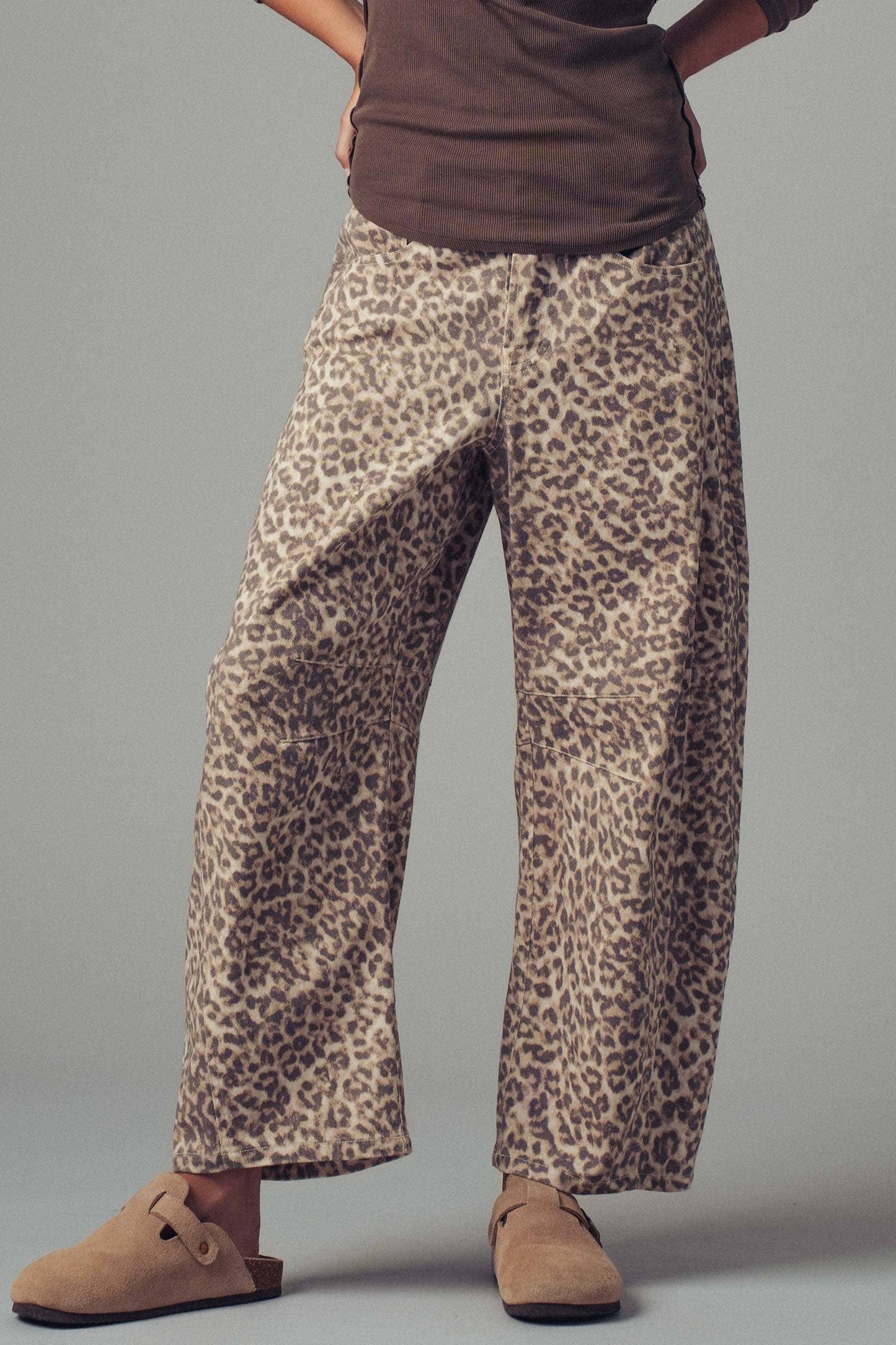 Leopard Print Wide Leg Camo Pants