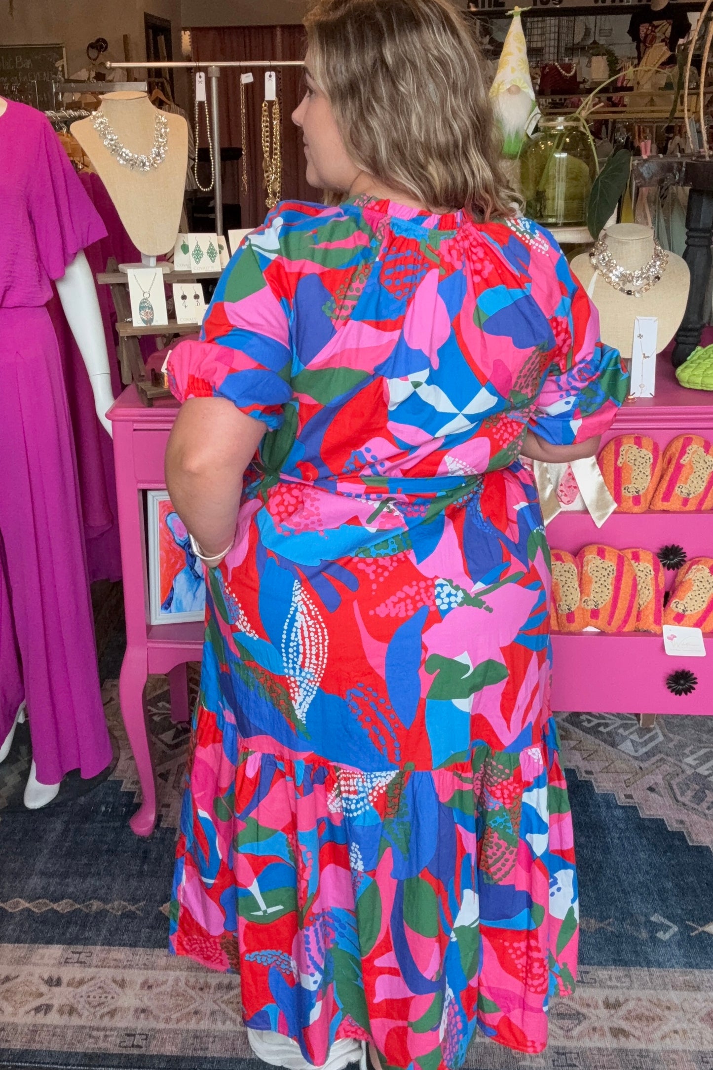 Exene Floral Wynette Tiered Midi Dress