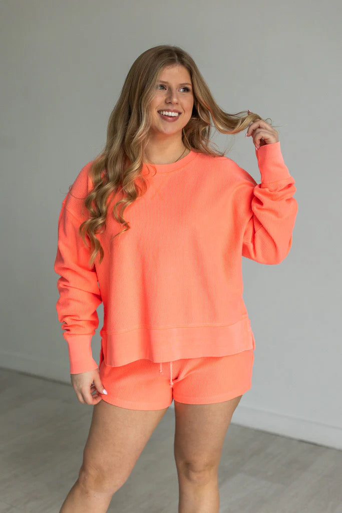 2pc Set Corded Crew & Shorts