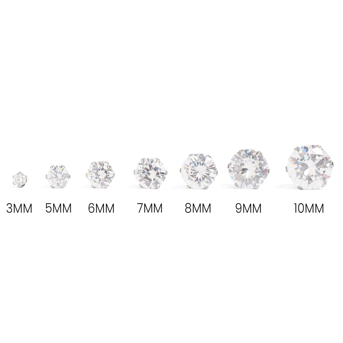 Stainless Steel Round CZ Stud Earrings