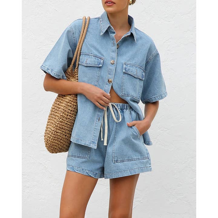 Short Sleeve & Shorts Denim Set