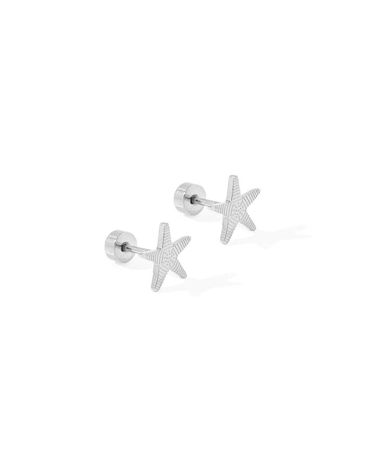 Screwback Stud Earrings - Starfish Silver