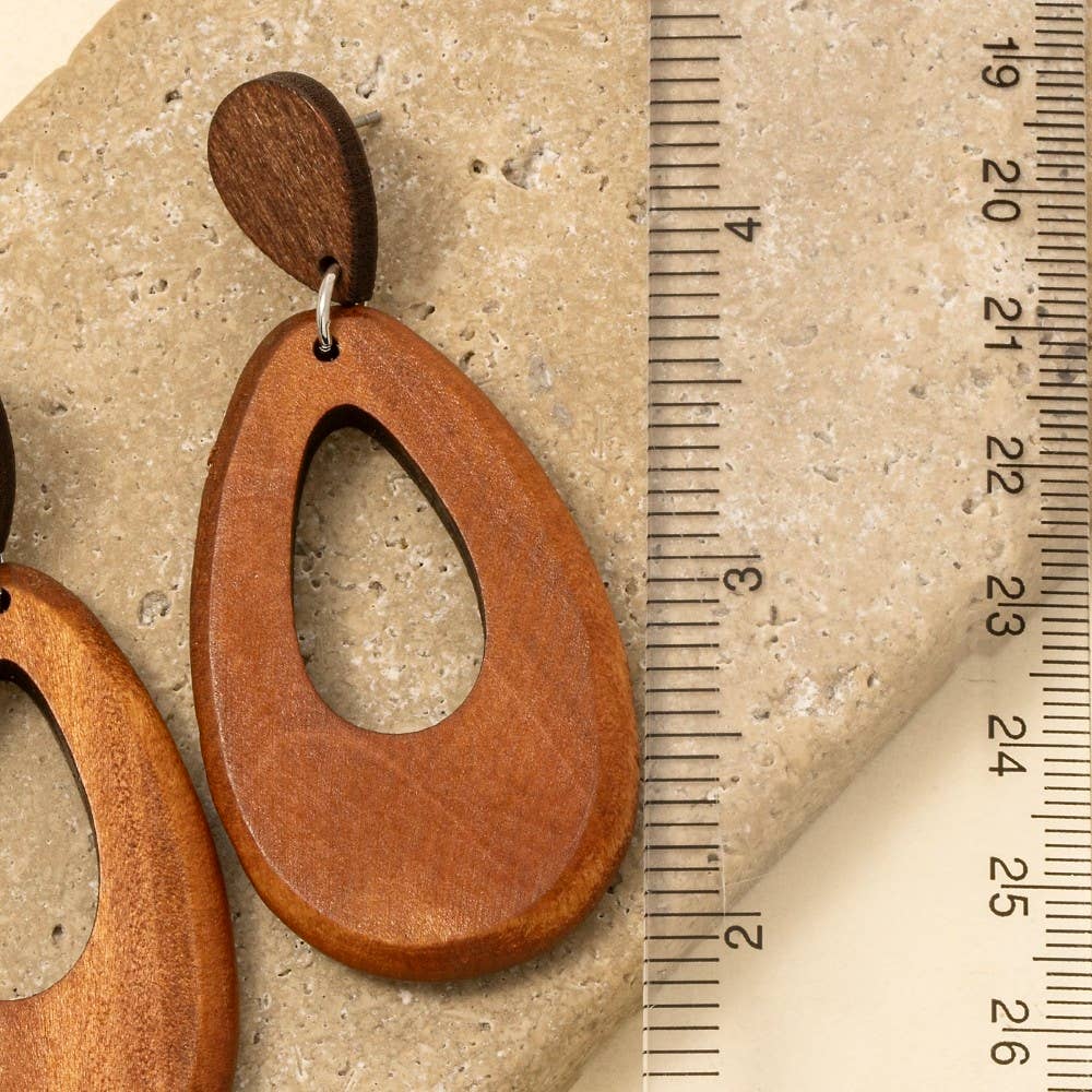 Double Wooden Teardrop Dangle Earrings