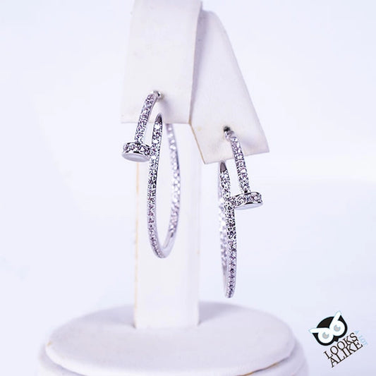 Silver Crystal Nail Hoops