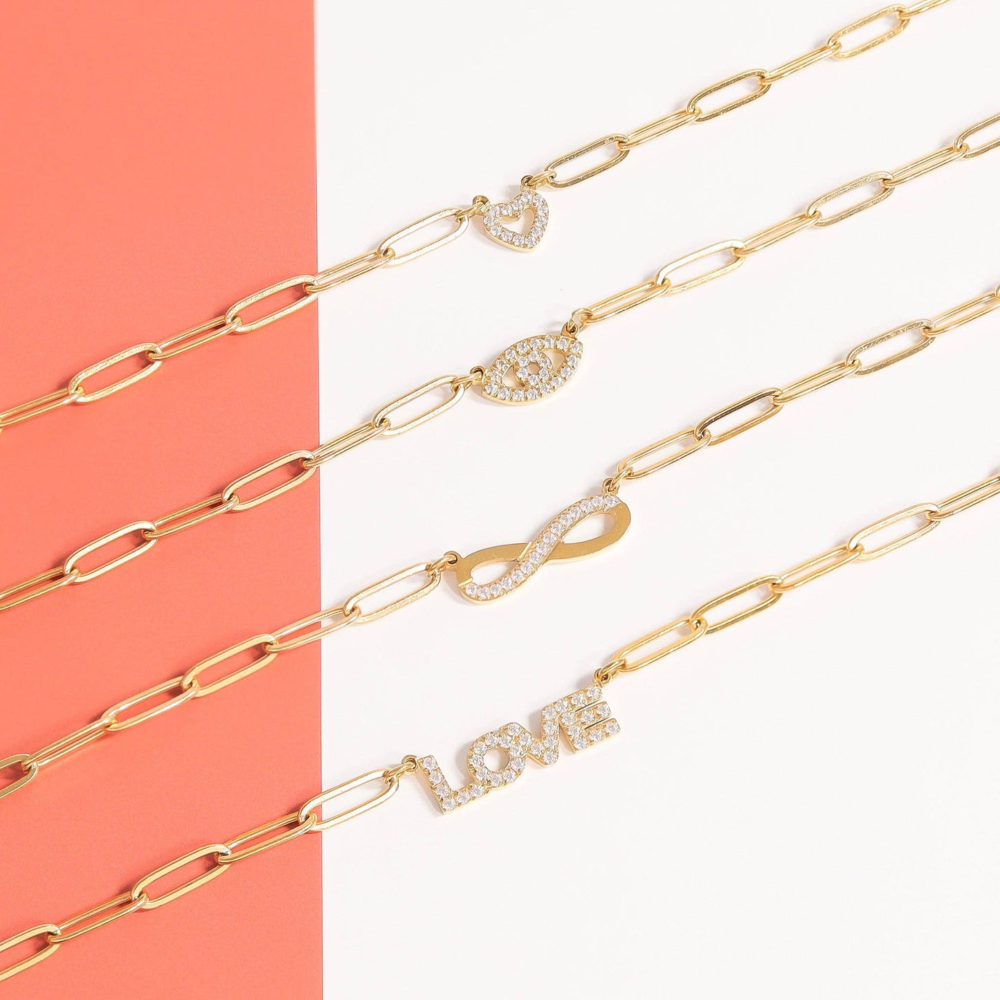 "Heart" Paperclip Necklace 18K Gold PVD Stainless Steel