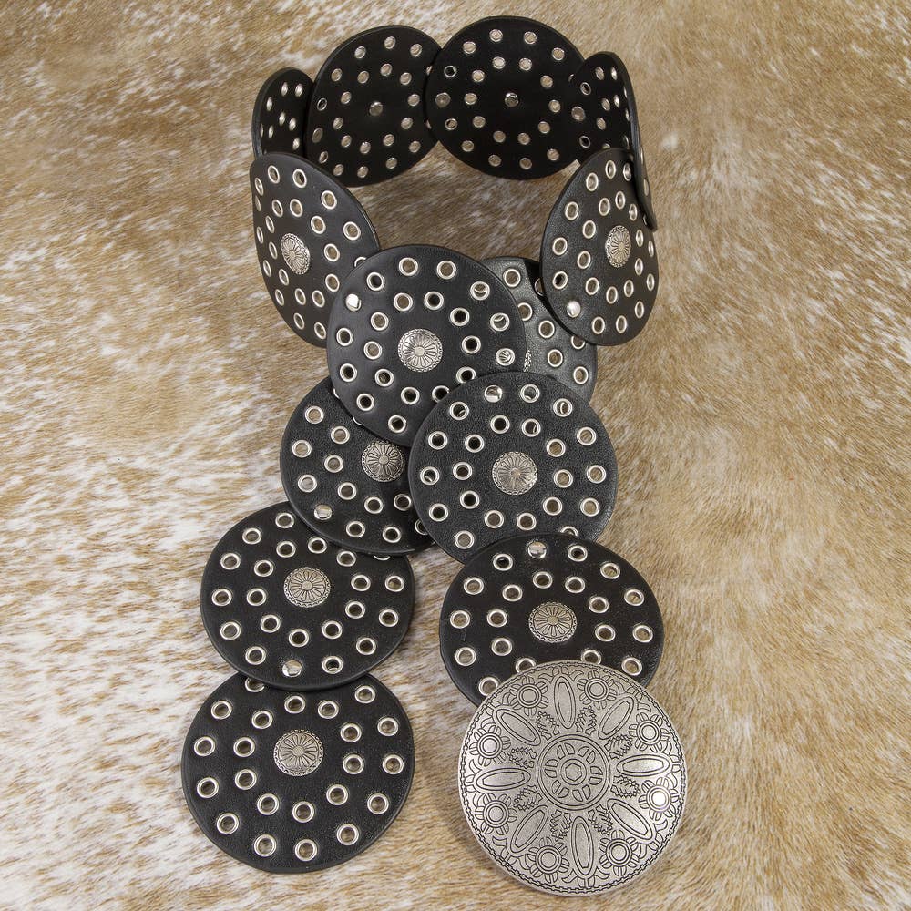 Wide Concho Disc Western Statement Belt