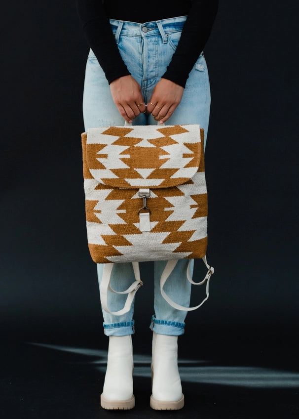Camel & Cream Aztec Backpack – Wildflower