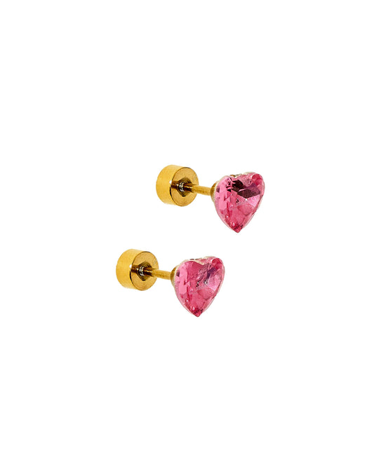 Screwback Stud Earrings Lux - Candy Heart - Hot Pink