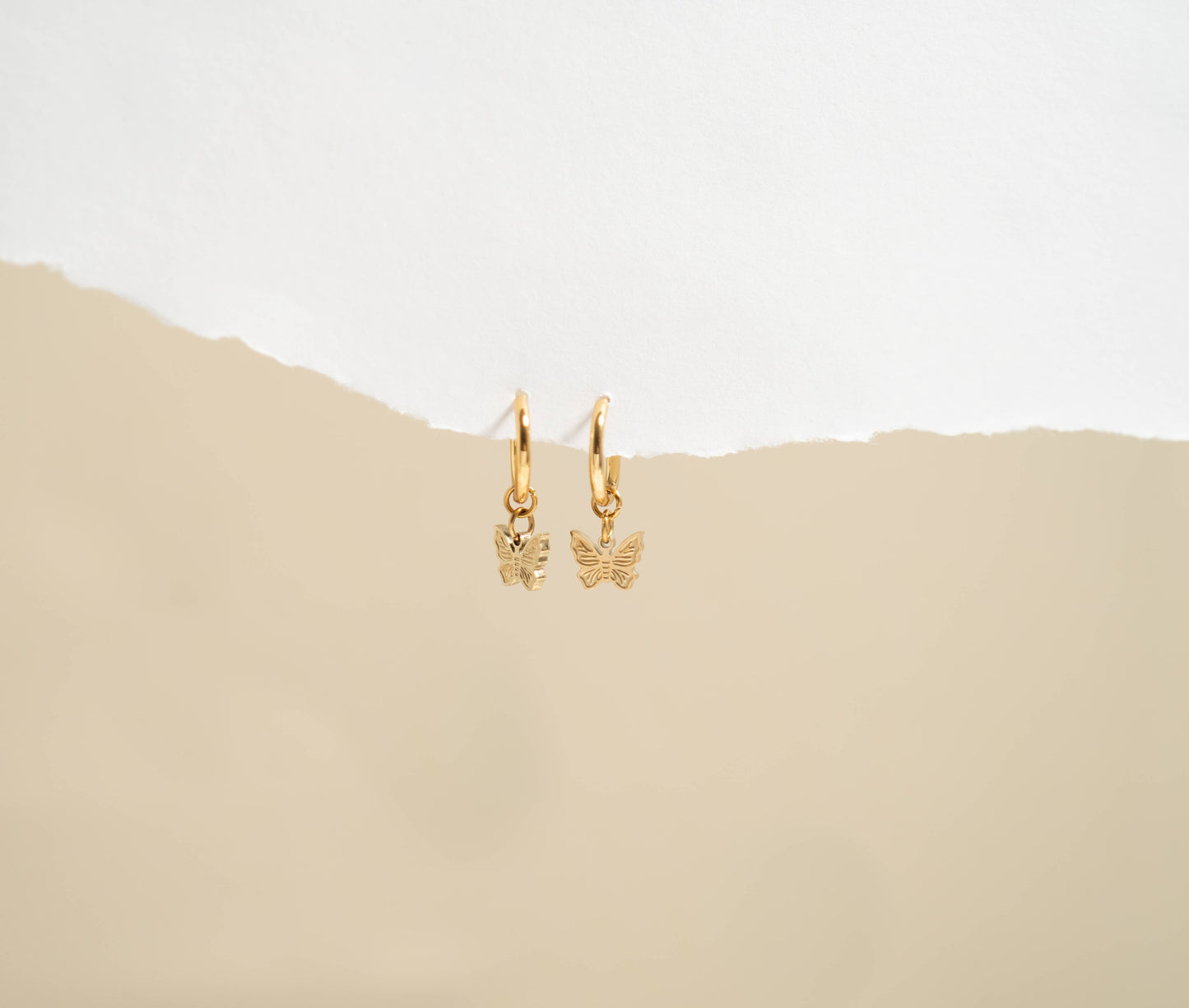 Butterfly Huggie Earrings 18K Gold PVD Stainless Steel