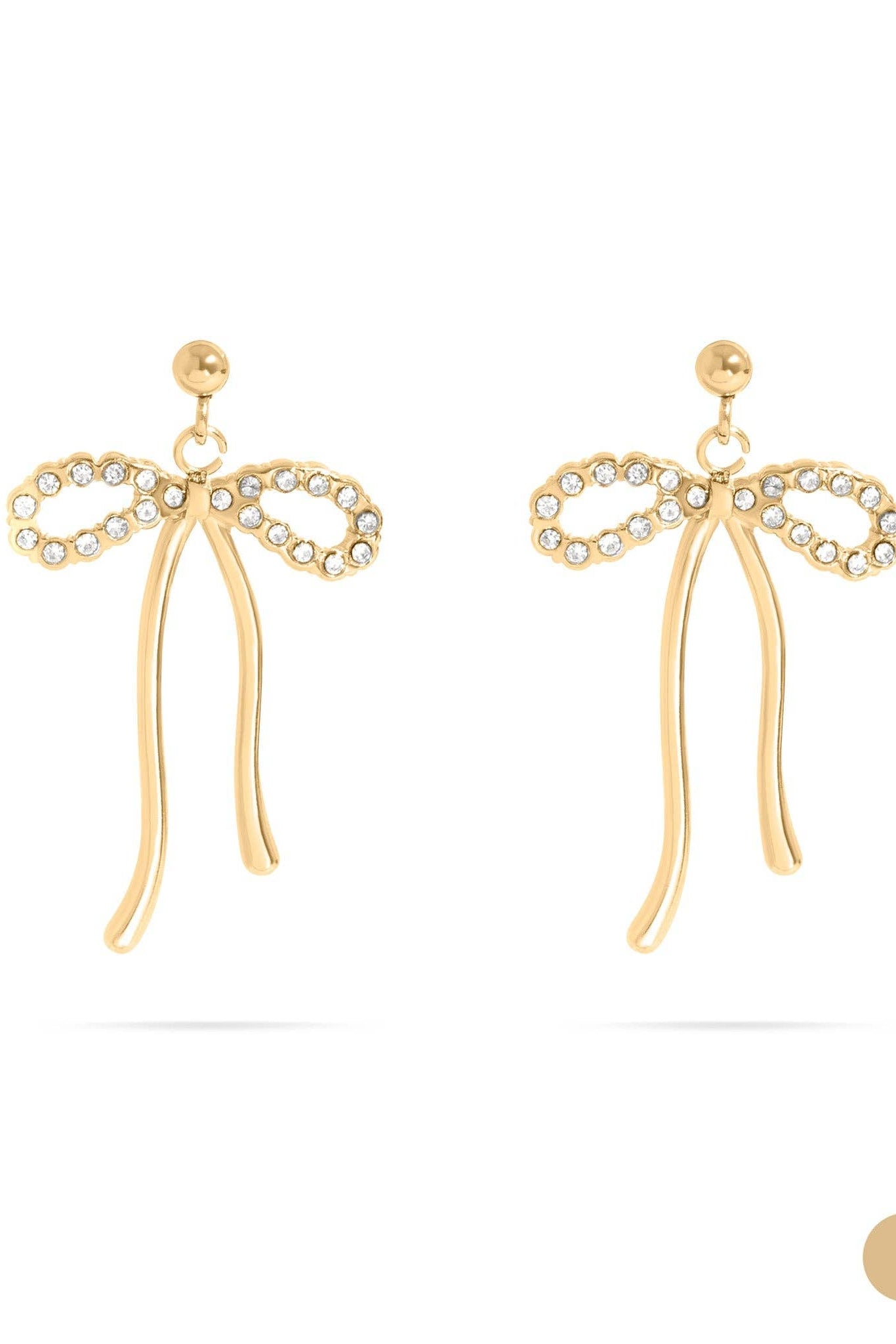 Ribbon Bow Earrings 18K Gold PVD CZ