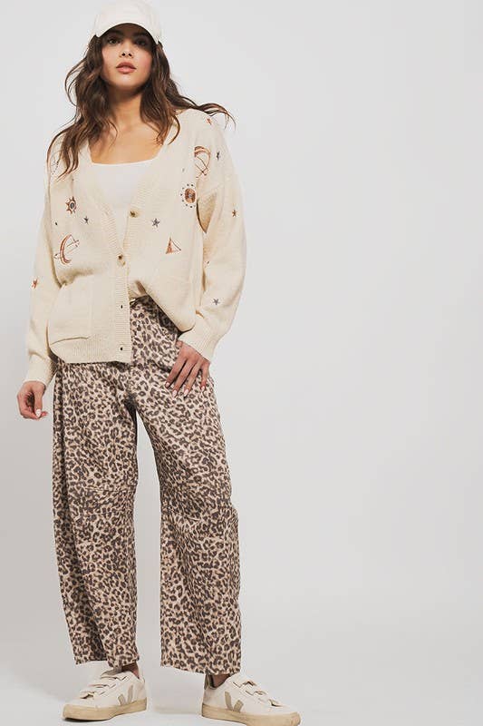 Leopard Print Wide Leg Camo Pants