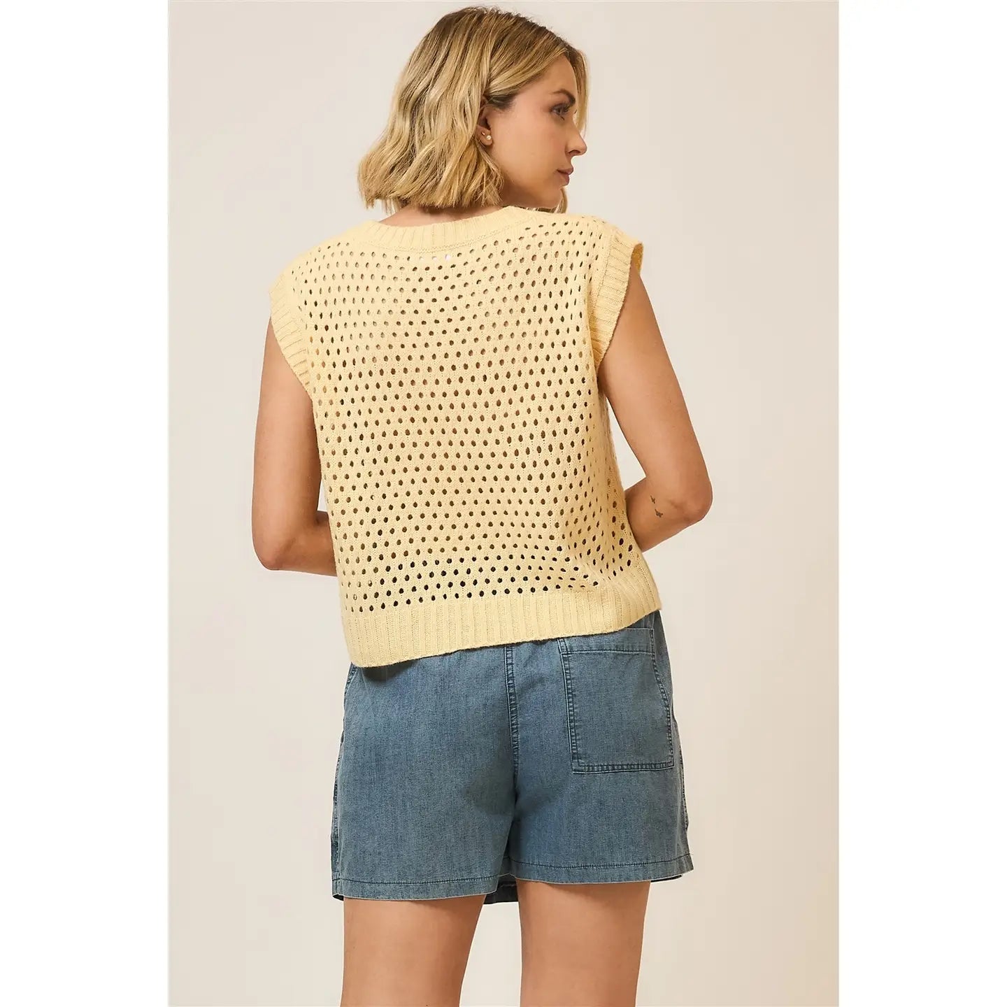 Open Knit Sweater Vest