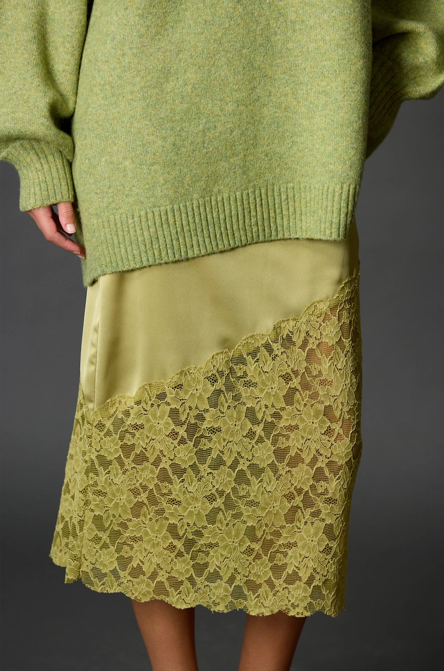 Asymmetrical Lace Contrast Skirt