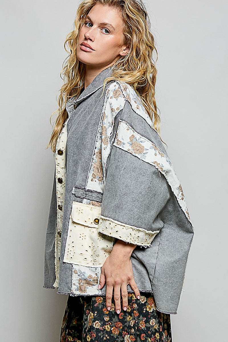 Patchwork Denim Twill Roomy Fit Top