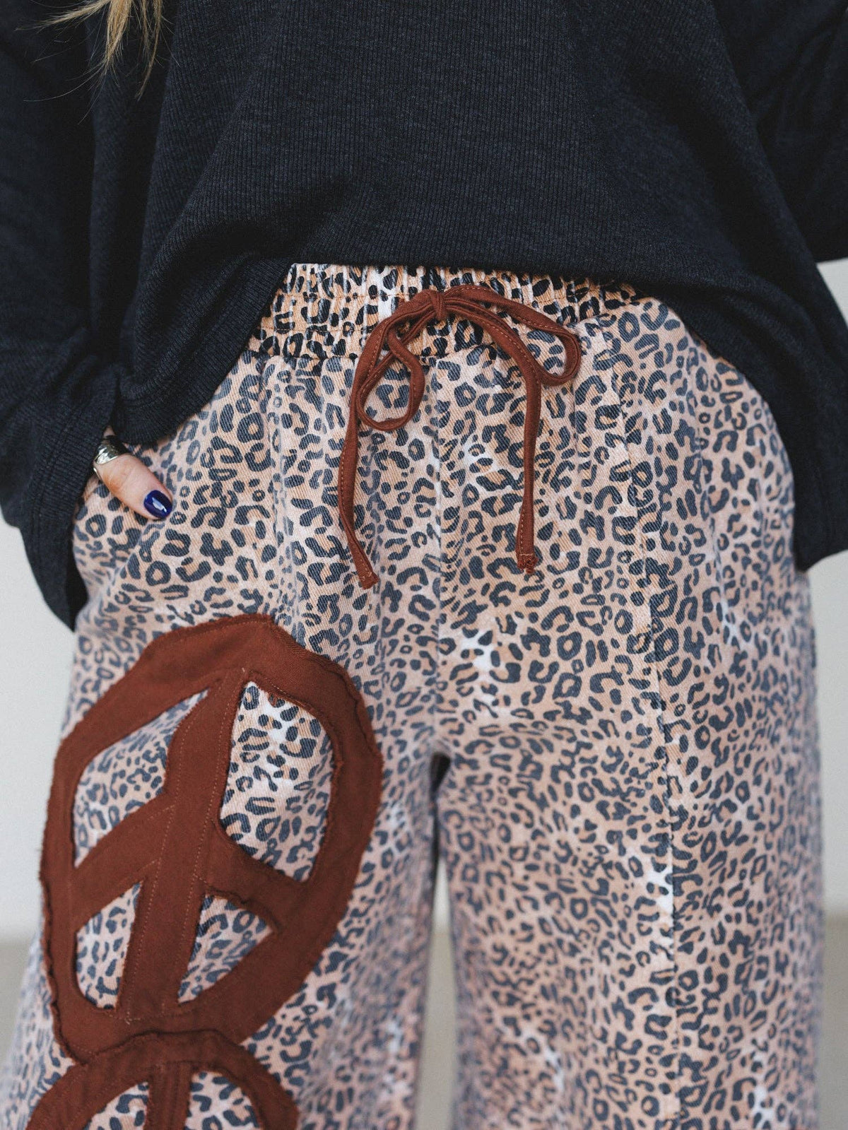 Laurel Lee Patchwork Pants - Taupe Leopard