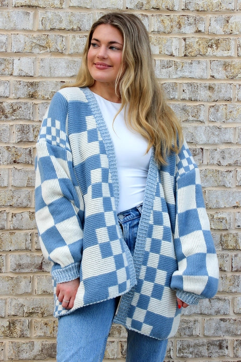 Flora Oversized Checkered Cardigan/Sweater