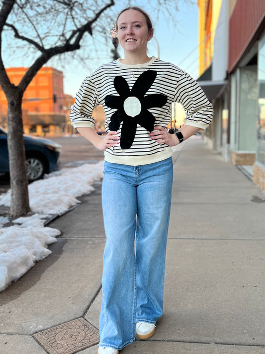 Striped Flower Patch Top