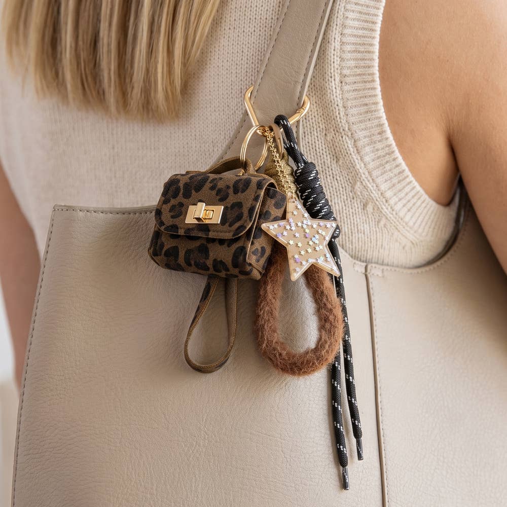 Leopard Print Mini Handbag Star Bag Charm