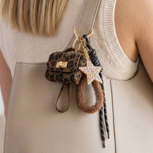 Leopard Print Mini Handbag Star Bag Charm