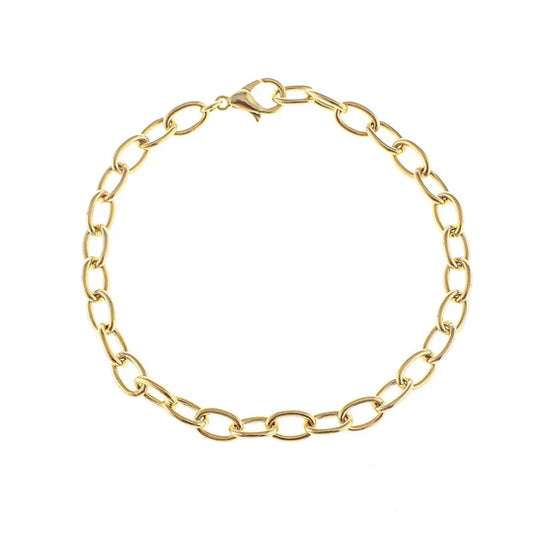 Cable Link 18k Gold Plated Charm Bar Bracelets